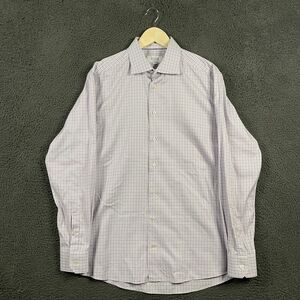 Eton Shirt Mens 17 Purple Check Contemporary Fit Spread Collar Long Sleeve